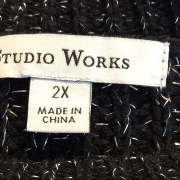 Studio Works 2X Black & Silver Long Sweater - Picture 4 of 6